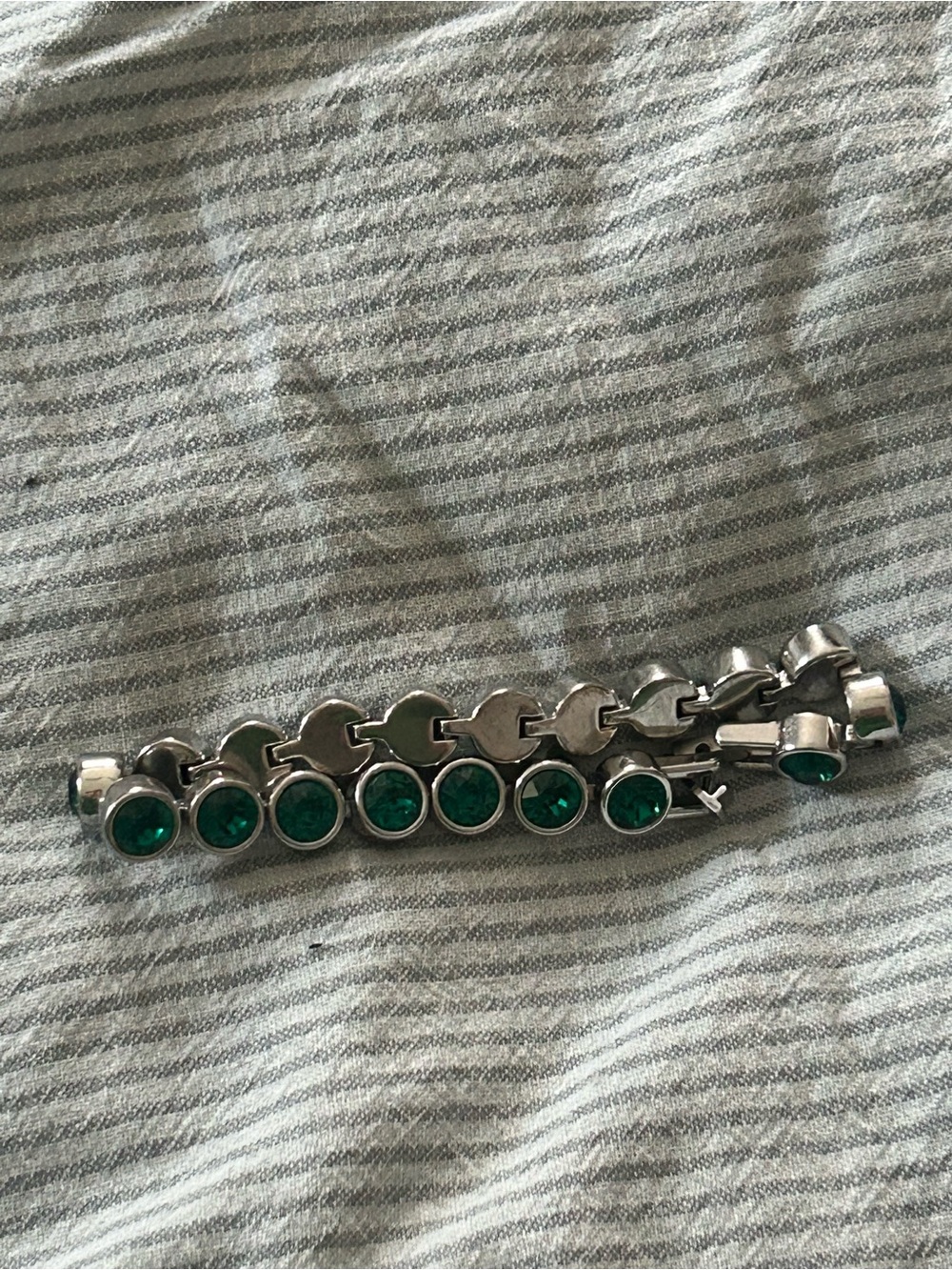 Swarovski Silver Bracelet with Green Crystal Accents